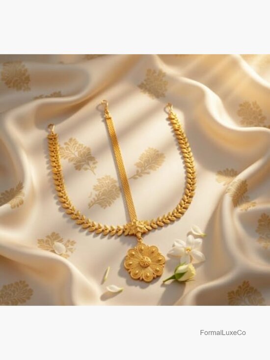 Floral Matha Patti Headband Bridal Hair Accessory Head Chain Fish Hook Closure